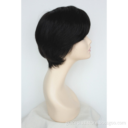 short gluless full lace front human hair wigs for black women